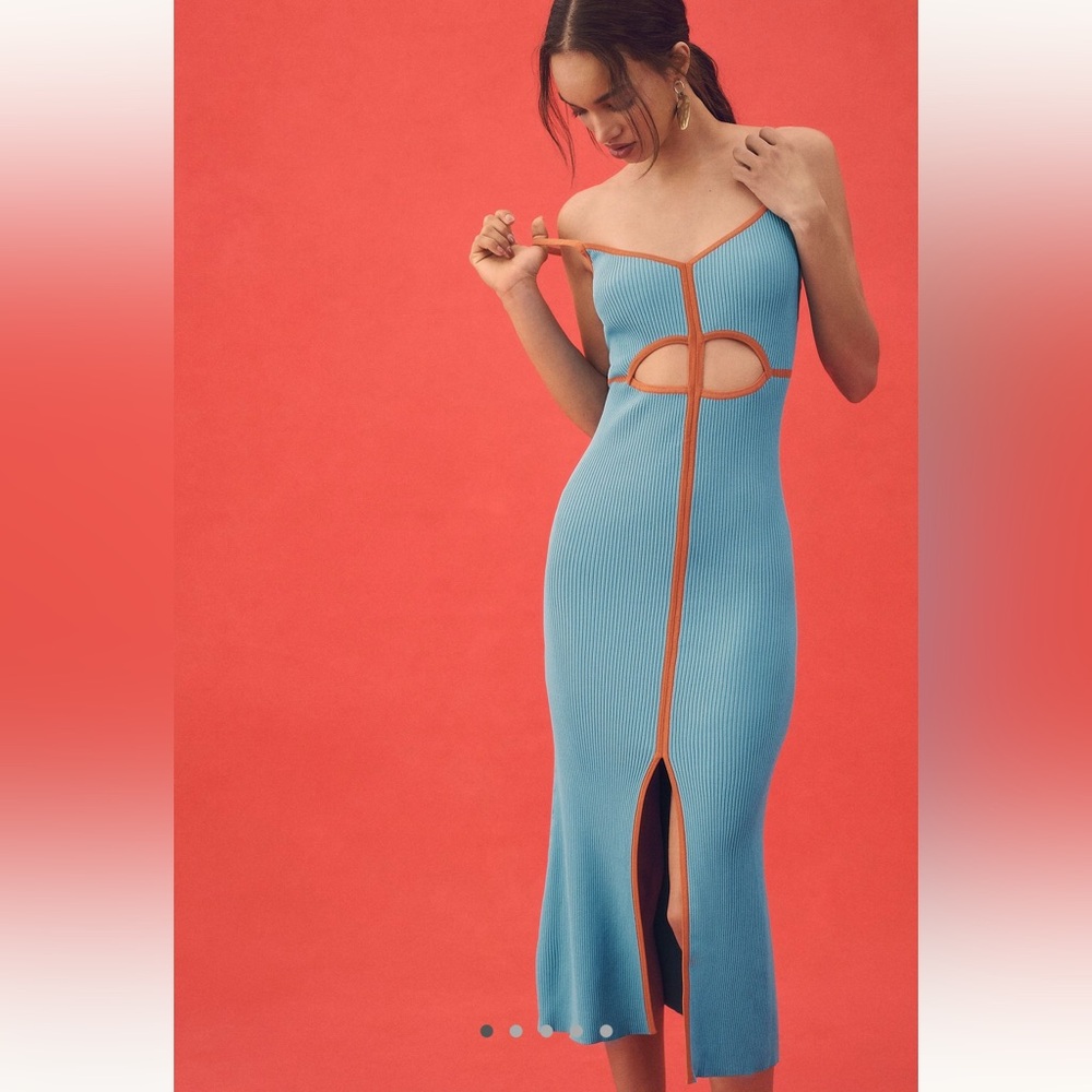 *Anthropologie Siempre Knit Contrast Midi Dress - Picture 1 of 6